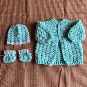 Crocheted Newborn Baby Clothes (Blue 2)